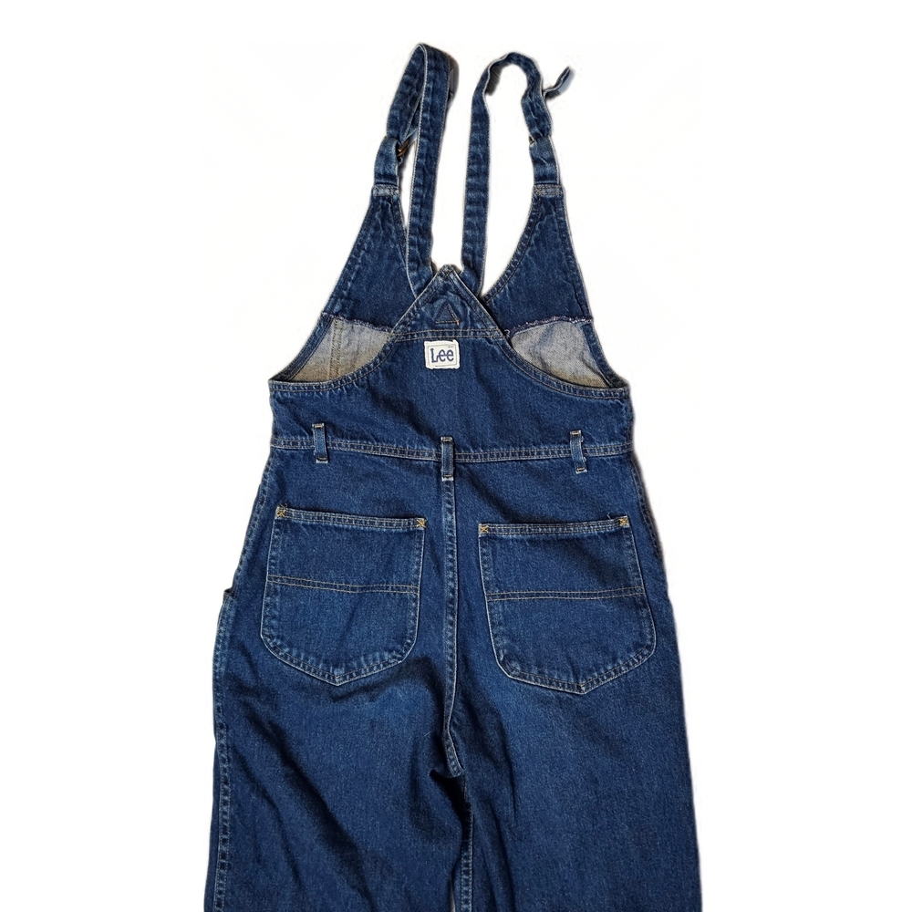 Vintage Lee Womens Denim Bib Overalls Button Front Taper Leg Size 3 Made In USA - Picture 5 of 12